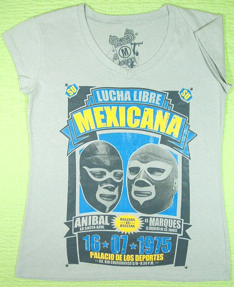 レディースTシャツ　メキシコ・ルチャＴシャツ　女性サイズ　ルチャドールのレディースＴシャツ　メキシコのプロレス女性Ｔシャツ