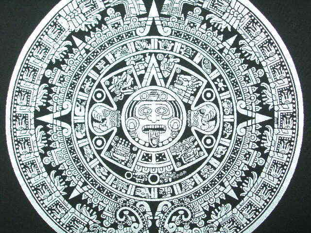 アステカカレンダリオＴシャツ　メキシコ　太陽の石のＴシャツ　アステカ文明Ｔシャツ　メキシコ・エスニック