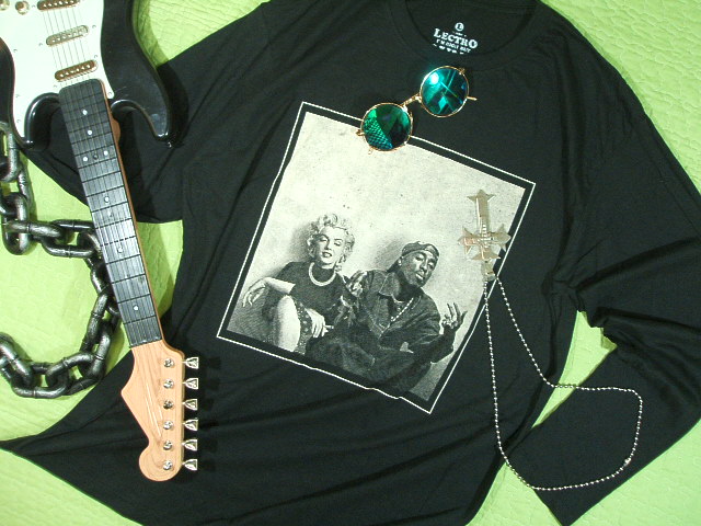 ヒップホップＴシャツ　ロンT 2パック長袖Ｔシャツ　Tshirt　2PACとマリリン・モンローのTシャツ　モンロー長袖Ｔシャツ　長袖マリリンＴシャツ　Marilyn