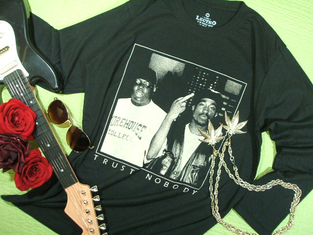 2PACの長袖Tシャツ ノートリアスBIGの長袖Tシャツ ヒップホップTシャツ ロンT ビギー HIPHOP Tshirt ロンT オールド