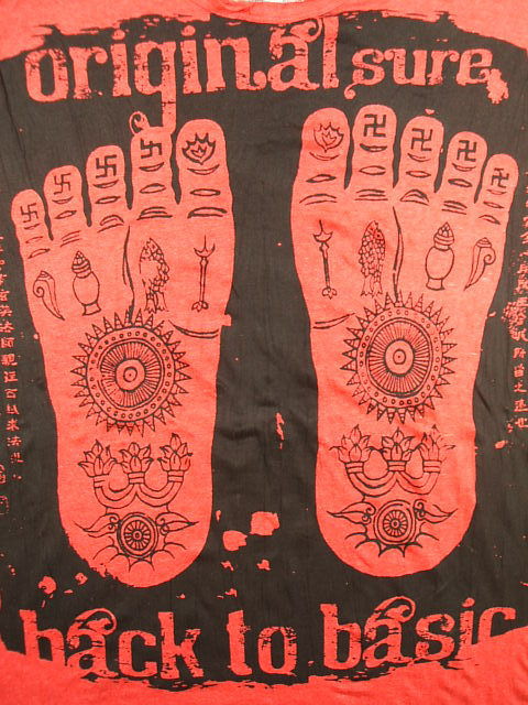 ΂TVc@ub_̑ՂTVc@߉ނ̑Ձ@Buddha footprint T-shirt ub_tbgvg@ub_TVc@߉ޗlTVc
