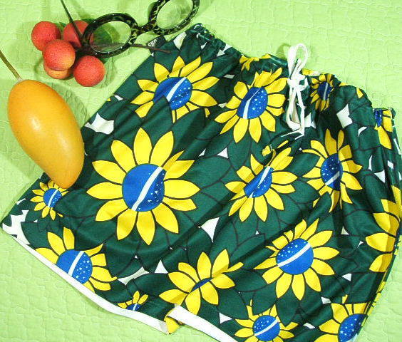 ブラジル国旗モチーフのショートパンツ　ブラジル直輸入　女性サイズスカート　ミニスカート　サンバ　ダンス　衣装