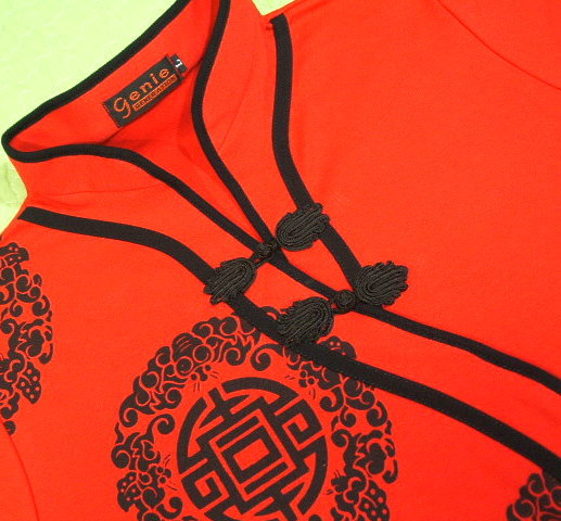 中華漢字Tシャツ　チャイナ衿Ｔシャツ　チャイナ・ドレスＴシャツ　チャイナカラーＴシャツ